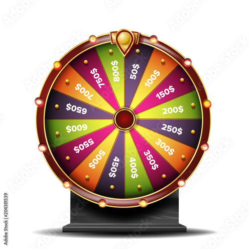 Fortune Wheel Vector. 3d Object. Win Fortune Roulette. Colorful Wheel. Isolated On White Illustration