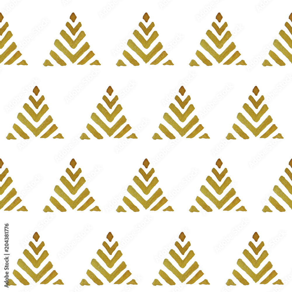 Watercolor pattern with yellow fir trees Watercolor pattern with yellow fir trees