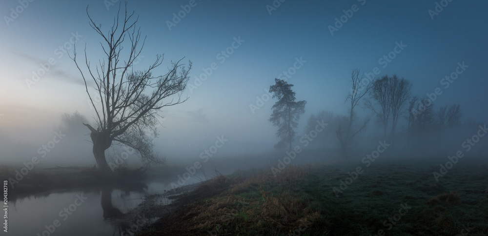 Jeziorka river at night near Piaseczno, Poland Jeziorka river at night near Piaseczno, Poland