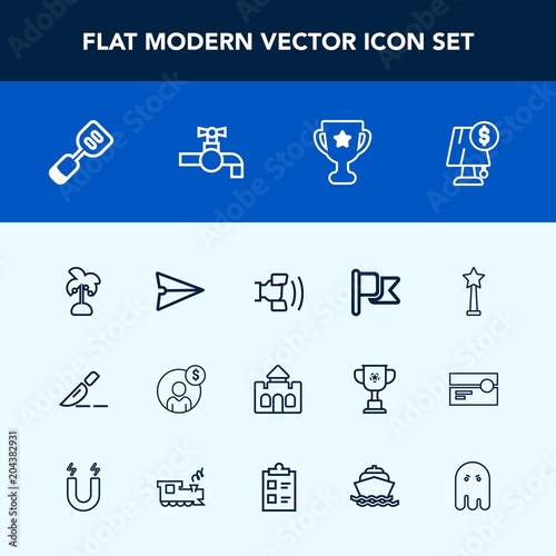 Modern, simple vector icon set with money, medical, message, castle, architecture, building, lamp, web, leaf, accounting, nature, surgery, tropical, nation, telephone, email, spatula, kitchen icons