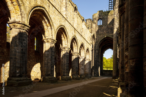 Inside medieval Kirkstall Abbey in Leeds, Great Britain.