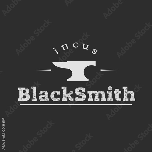 Blacksmith smith union shoer anvil logo set. Smith allince logos. Heavy industry.