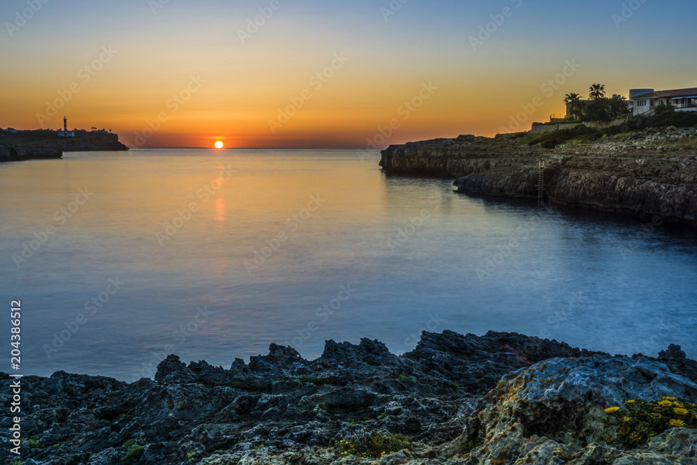 Sonnenaufgang Porto Colom Mallorca Sommer Urlaub