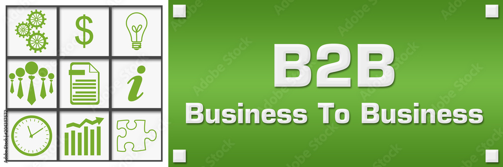 B2B - Business To Business Green Business Symbols Grid Left B2B - Business To Business Green Business Symbols Grid Left