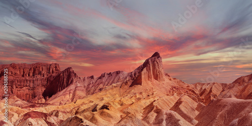 Panorama of the Backside of Zabriski Point Death Valley at Sunset photo