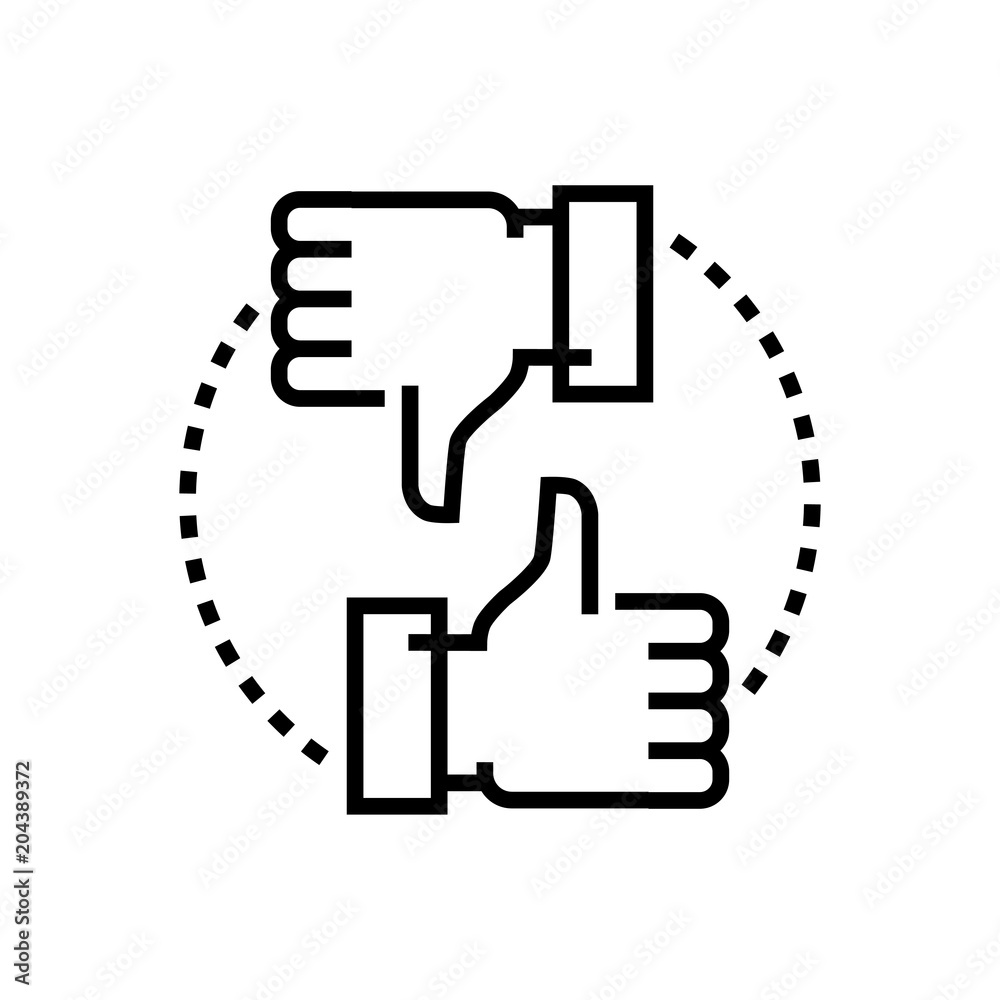 Like and dislike - line design single isolated icon Like and dislike - line design single isolated icon