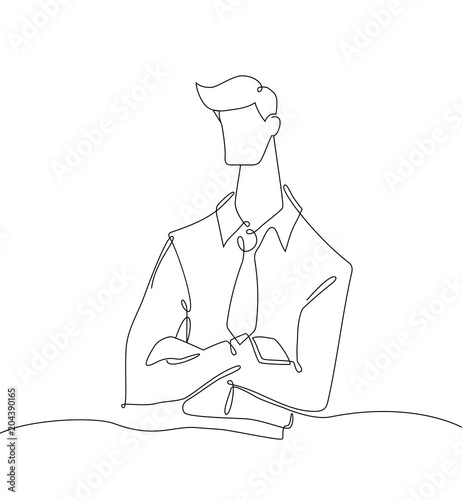 Businessman - one line design style illustration