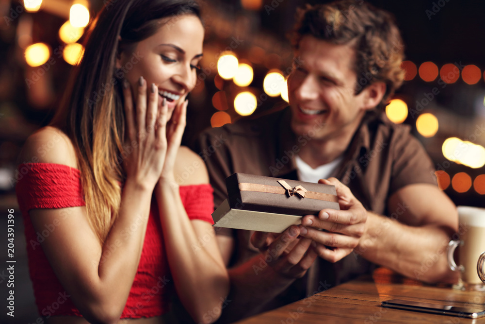 Cute couple on a date at the cafe Cute couple on a date at the cafe
