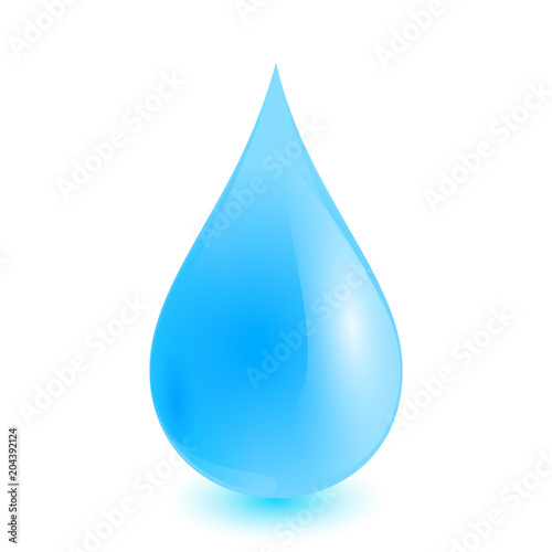 Water drop isolated on white background as nature or healthy food concept. vector illustration.