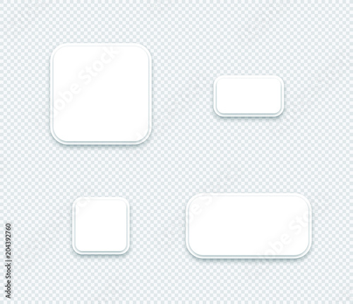Vector 3d Blank White Paper Layered Square Shapes Set