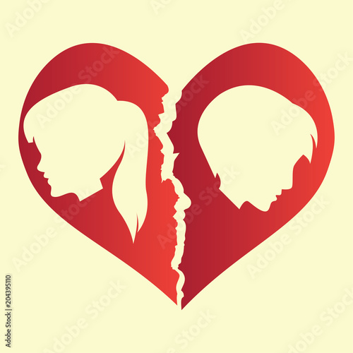 heart broken    heartbreak flat icon for broken heart concept  vector illustration 