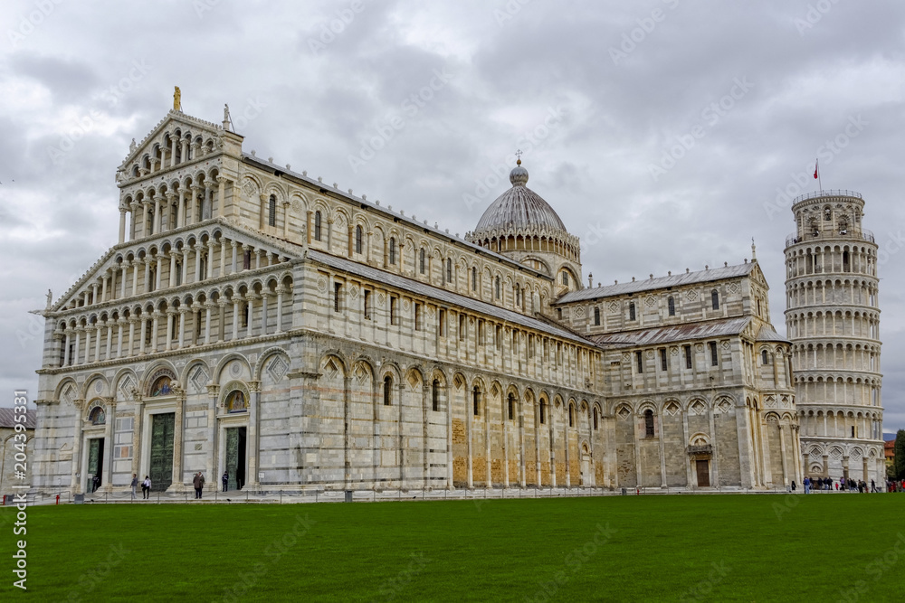 Pisa Tower and Cathedral Historical Buildings in Italy