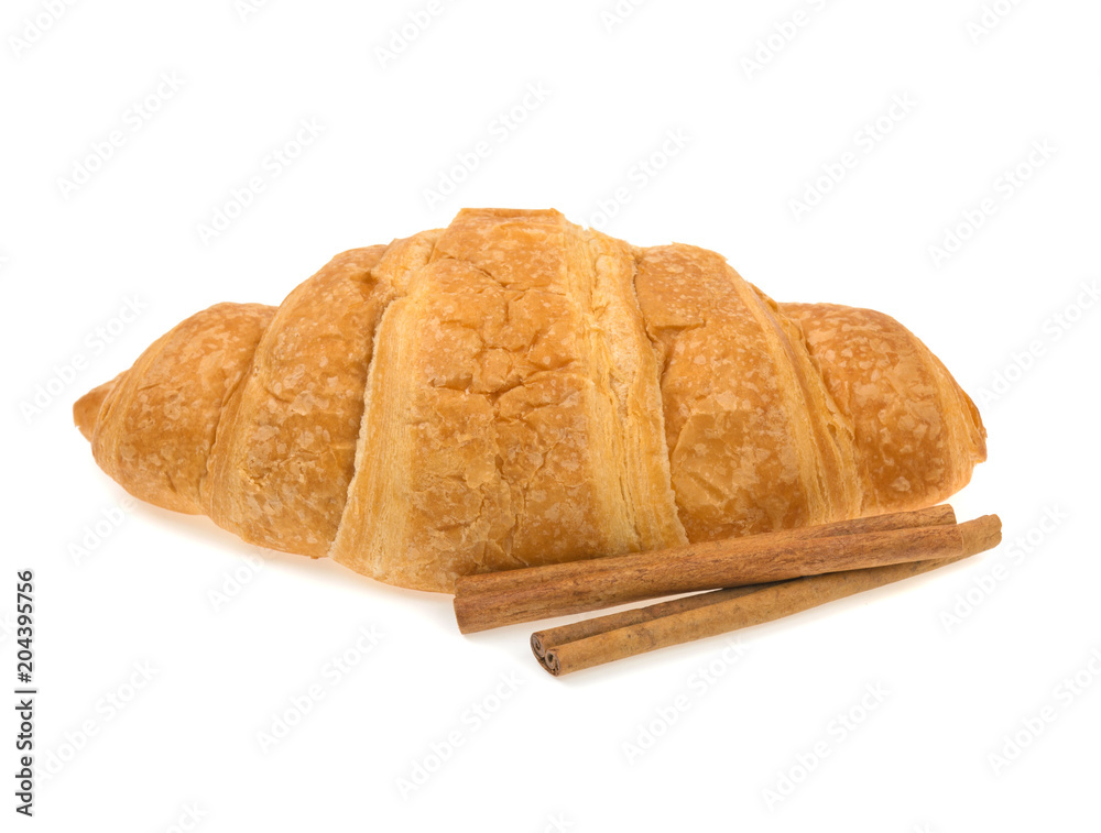 croissant cinnamon sticks on white background croissant cinnamon sticks on white background