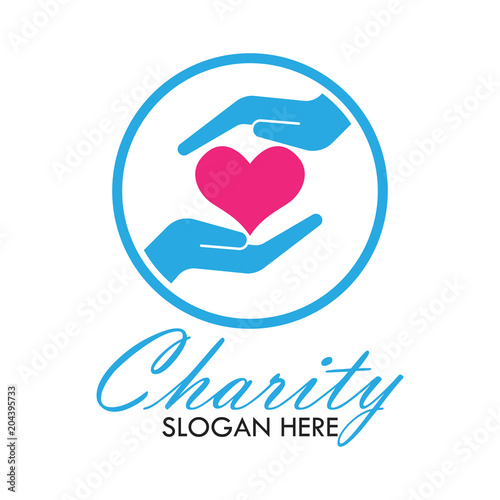 charity and care logo, emblems and insignia with text space for your slogan / tagline. vector illustration