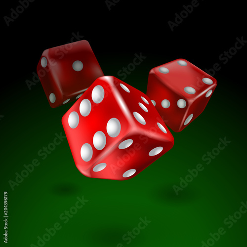 Dice set on flight under green table