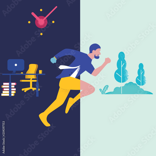 Businessman want to relax,passive income concept, flat design