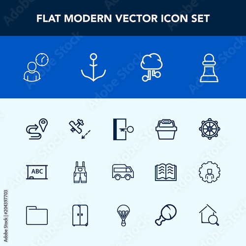 Modern, simple vector icon set with direction, sign, white, map, plane, left, blackboard, wheel, chalkboard, hour, escape, work, clothing, strategy, bus, move, highway, door, wear, exit, cloud icons