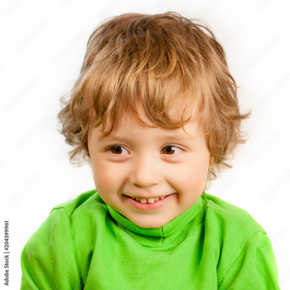 Portrait of a child who laughs. Isolated on a white background Portrait of a child who laughs. Isolated on a white background