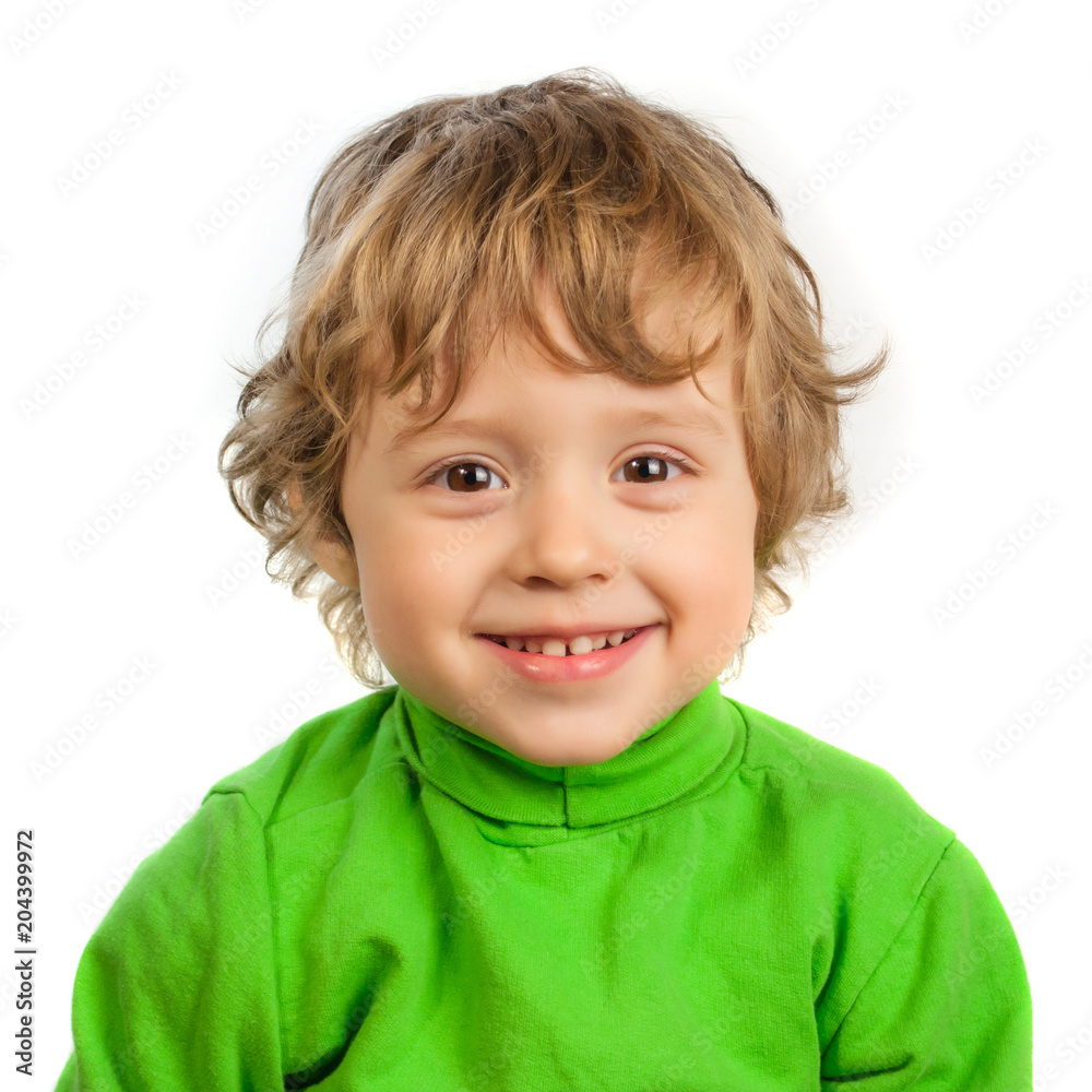 Portrait of a child who laughs. Isolated on a white background Portrait of a child who laughs. Isolated on a white background