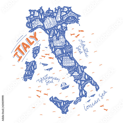 Fototapeta Handdrawn map of Italy