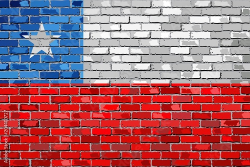 Flag of Chile on a brick wall - Illustration, 
Chilean flag on brick textured background