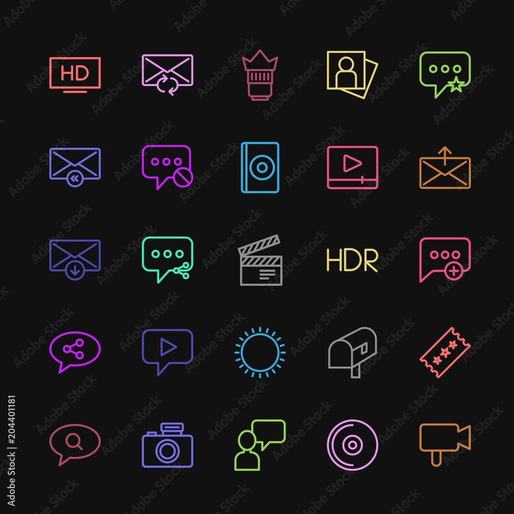 Modern Simple Colorful Set of chat and messenger, video, photos, email ...