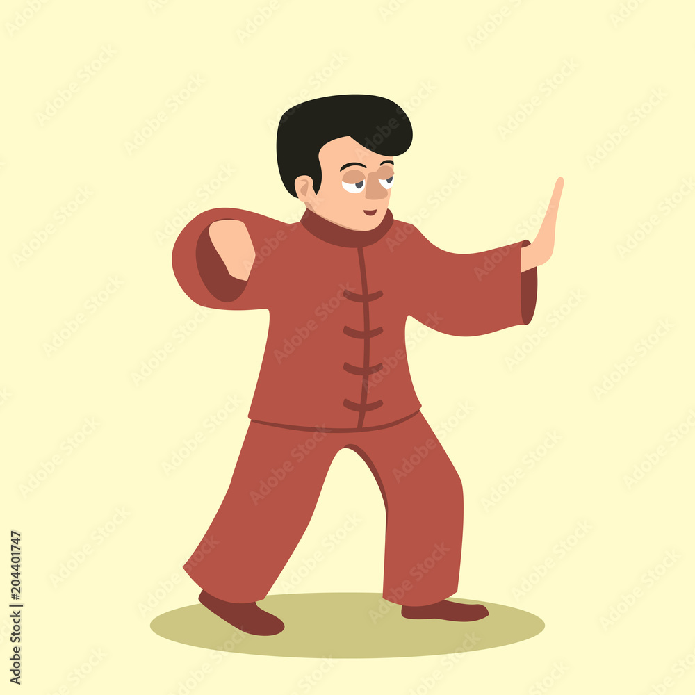 man practicing tai chi vector