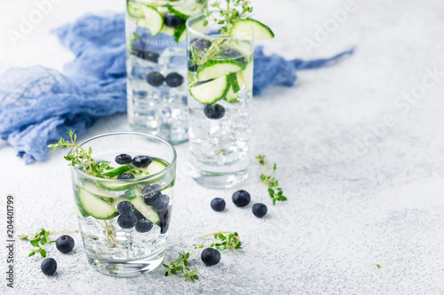 Detox water with blueberry, cucumber and thyme
