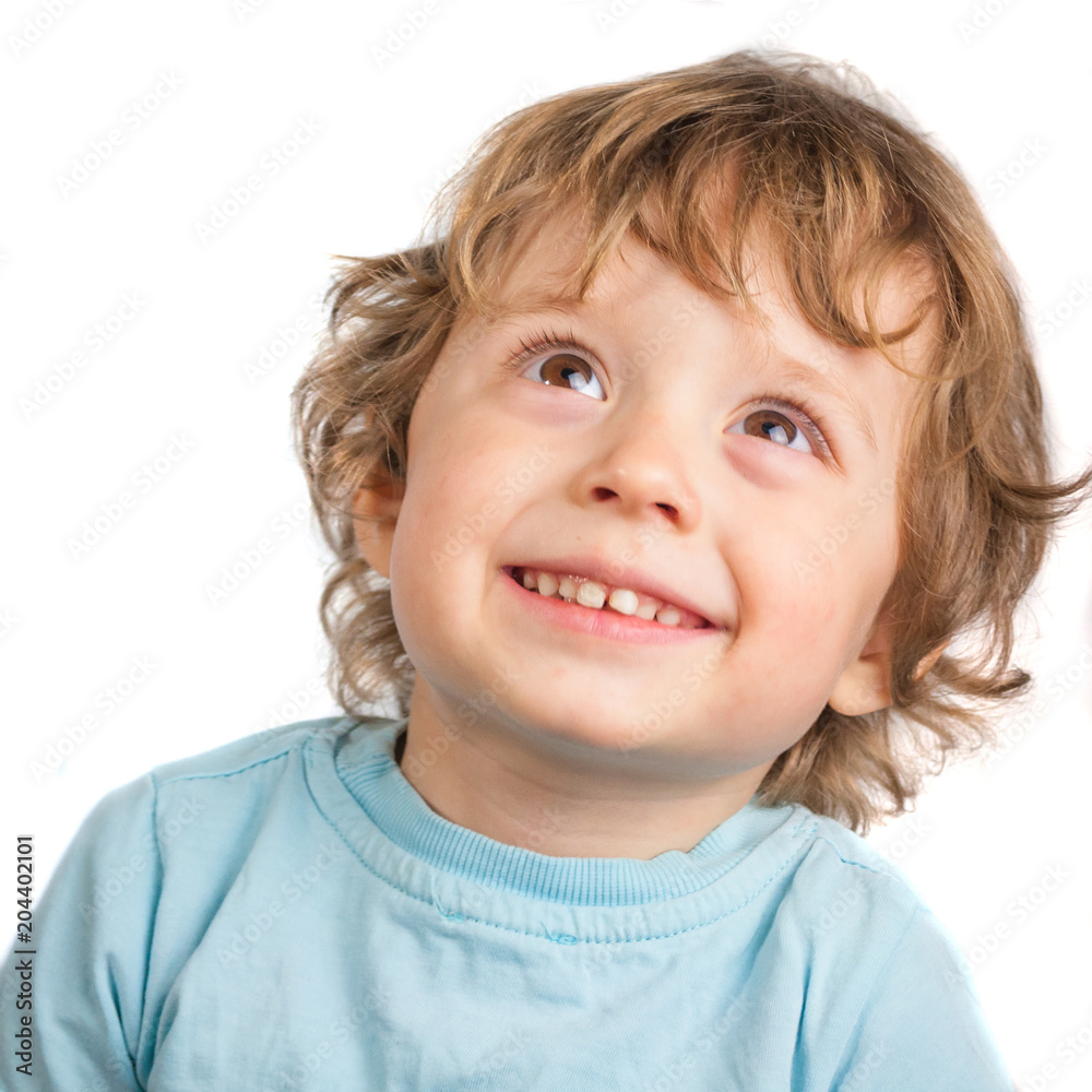 Portrait of a child who laughs. Isolated on a white background Portrait of a child who laughs. Isolated on a white background