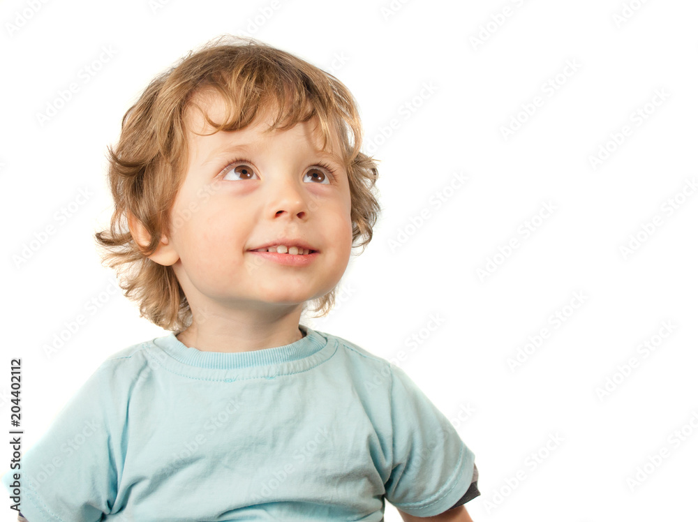 Portrait of a child who laughs. Isolated on a white background Portrait of a child who laughs. Isolated on a white background