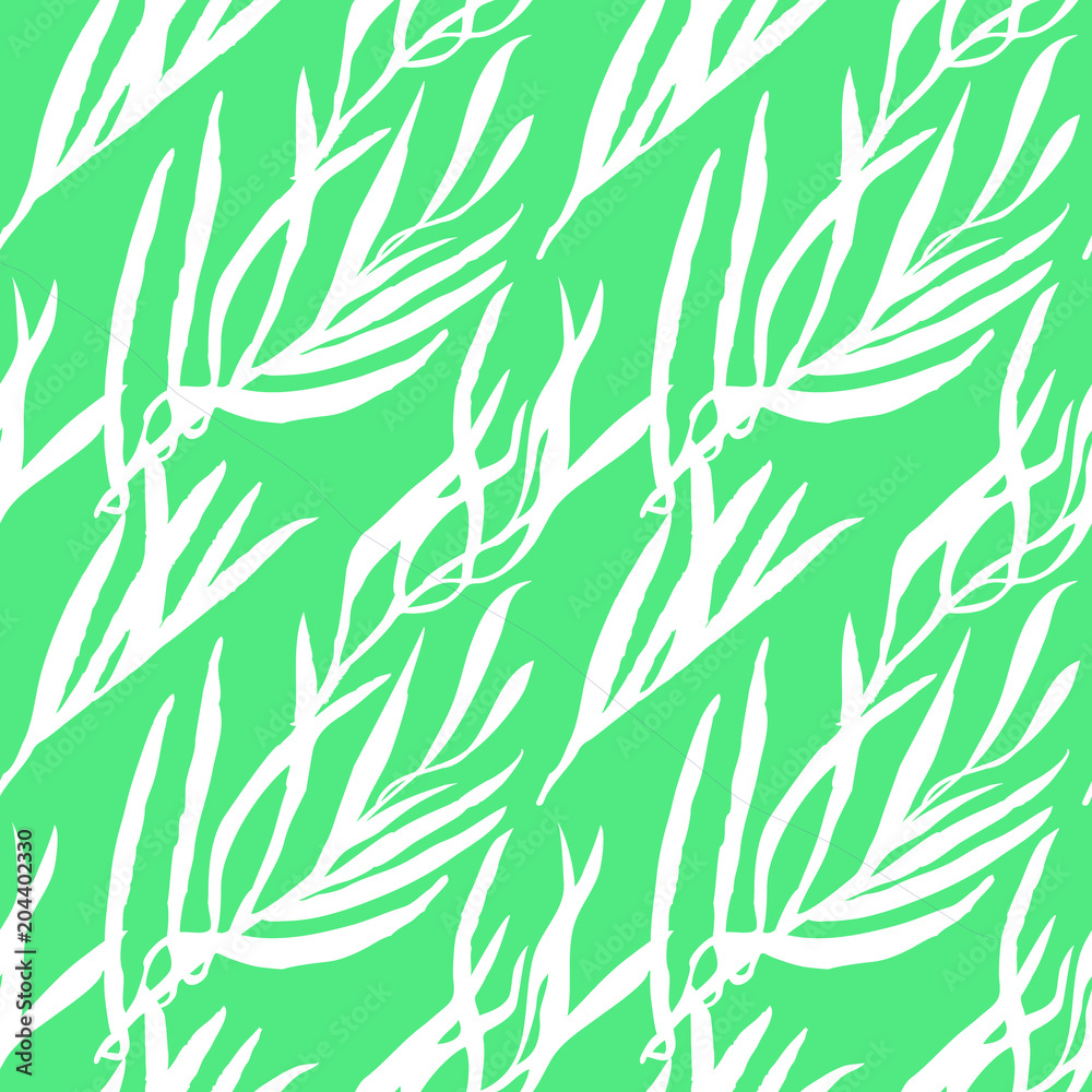 Fototapeta premium Seamless pattern with palm leaves. Artistic vector background with abstract plants.