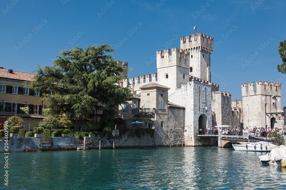 Scaliger Castle in Sirmione. Garda Lake - Travel destination in Italy .