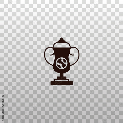 Baseball trophy cup with base ball sign - black silhouette icon on transparent background. Sport award or championship cup symbol.