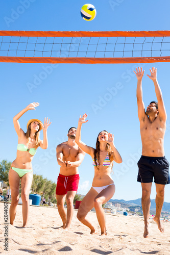 Group of people playing beach volley