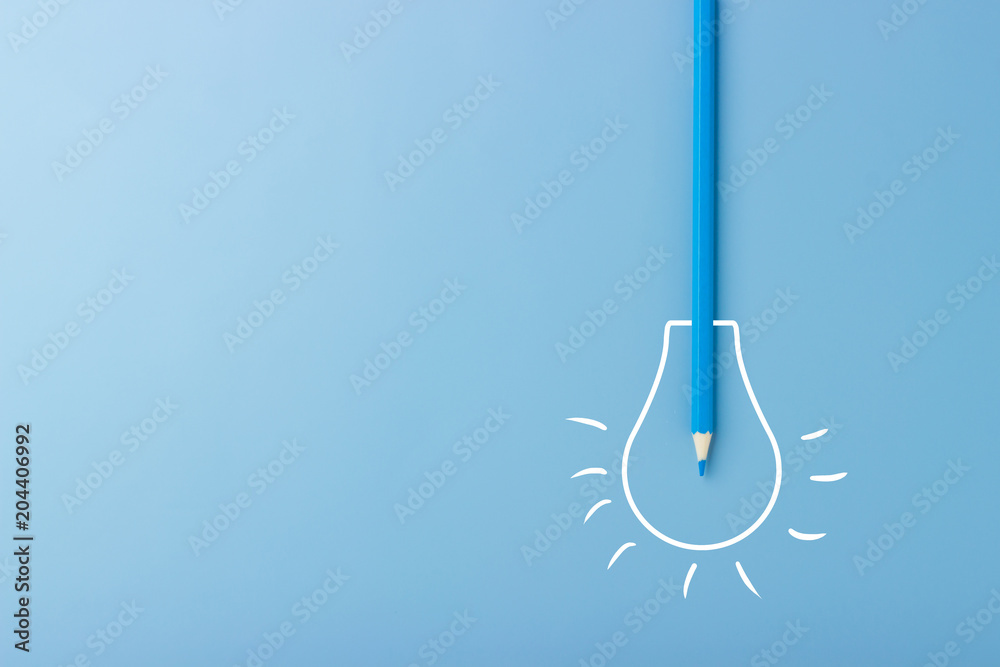 A colored pencil symbolizes the idea and inspiration. A colored pencil symbolizes the idea and inspiration.