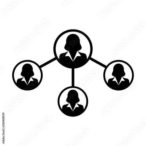 People Network Social Connection Icon Vector With Female Person Avatar Symbol for Multiple Sharing for Business and Teamwork in Flaticon Glyph Pictogram illustration