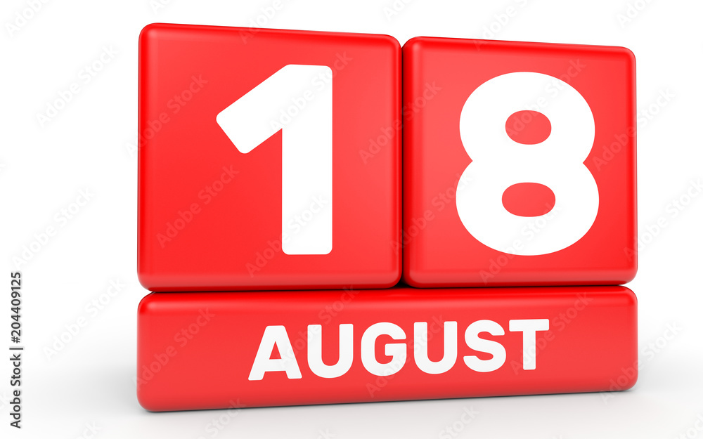 August 18. Calendar on white background. August 18. Calendar on white background.