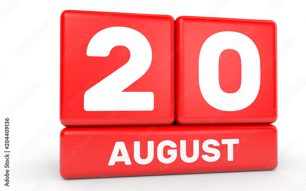 August 20. Calendar on white background. August 20. Calendar on white background.