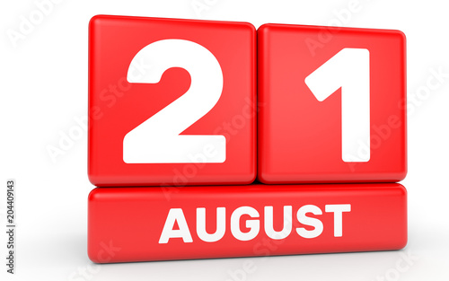 August 21. Calendar on white background.