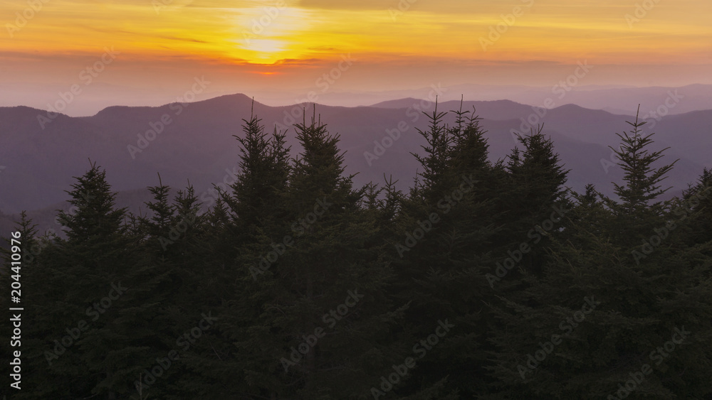 A sunset view from the summit of Mount Mitchell in North Carolina.