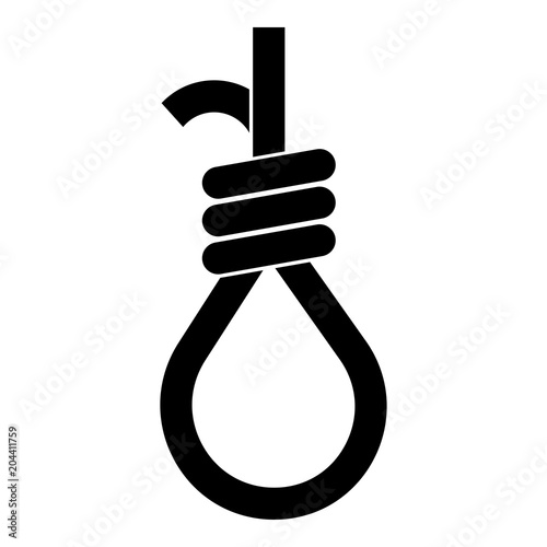 Gallows with rope noose icon black color illustration flat style simple image
