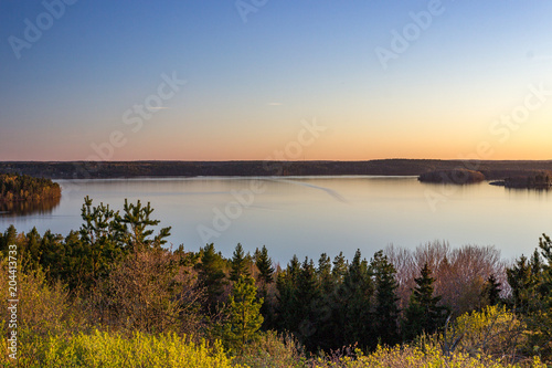 Photography Sunset over Mälaren in Stockholm at the top of Brukets ski slope