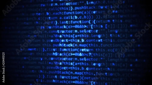 Programming code animated in a movie like animation. Matrix effect for computer generated code ideal for developer presentations.