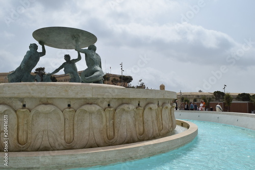 Triton fountain in center of Valletta, capital of Malta