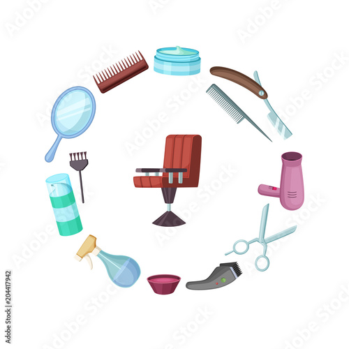 Vector hairdresser or barber cartoon elements