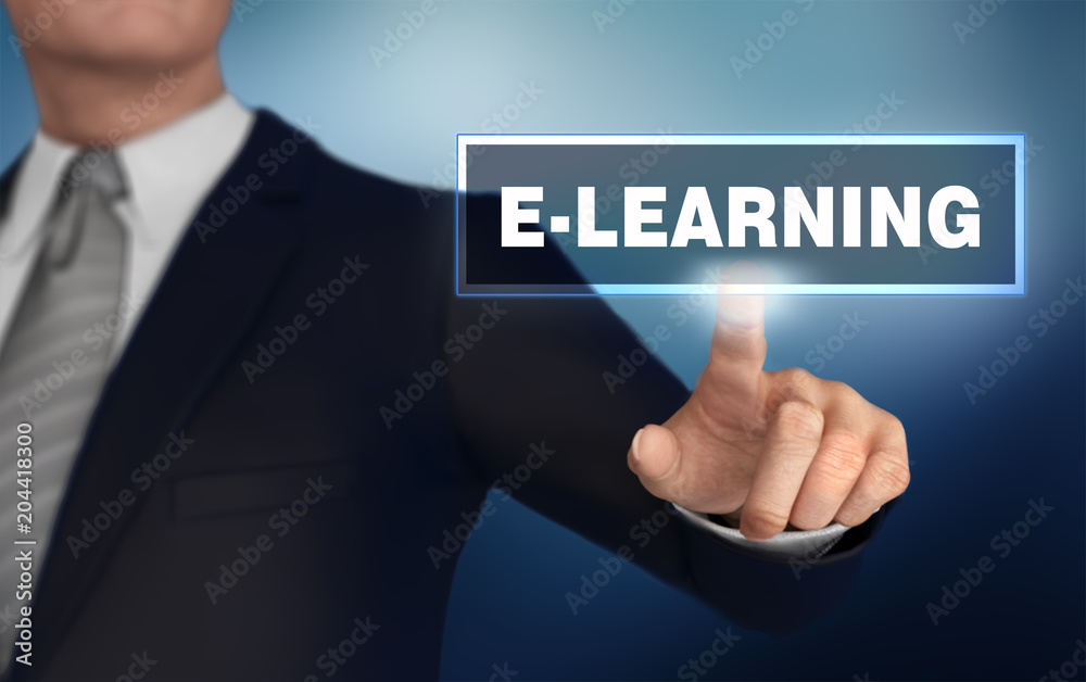 e learning pushing concept 3d illustration e learning pushing concept 3d illustration