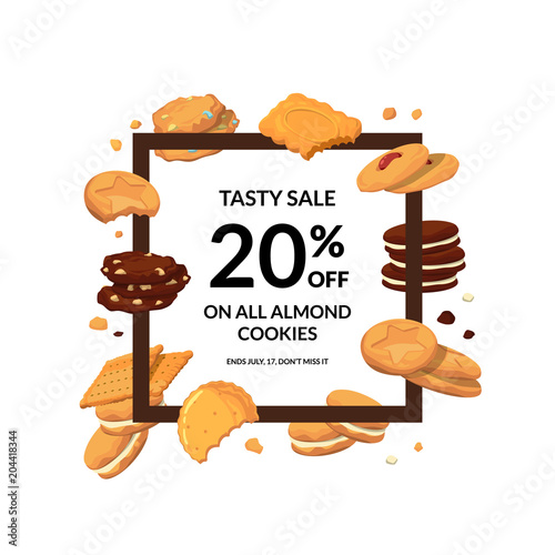 Vector frame with cartoon cookies