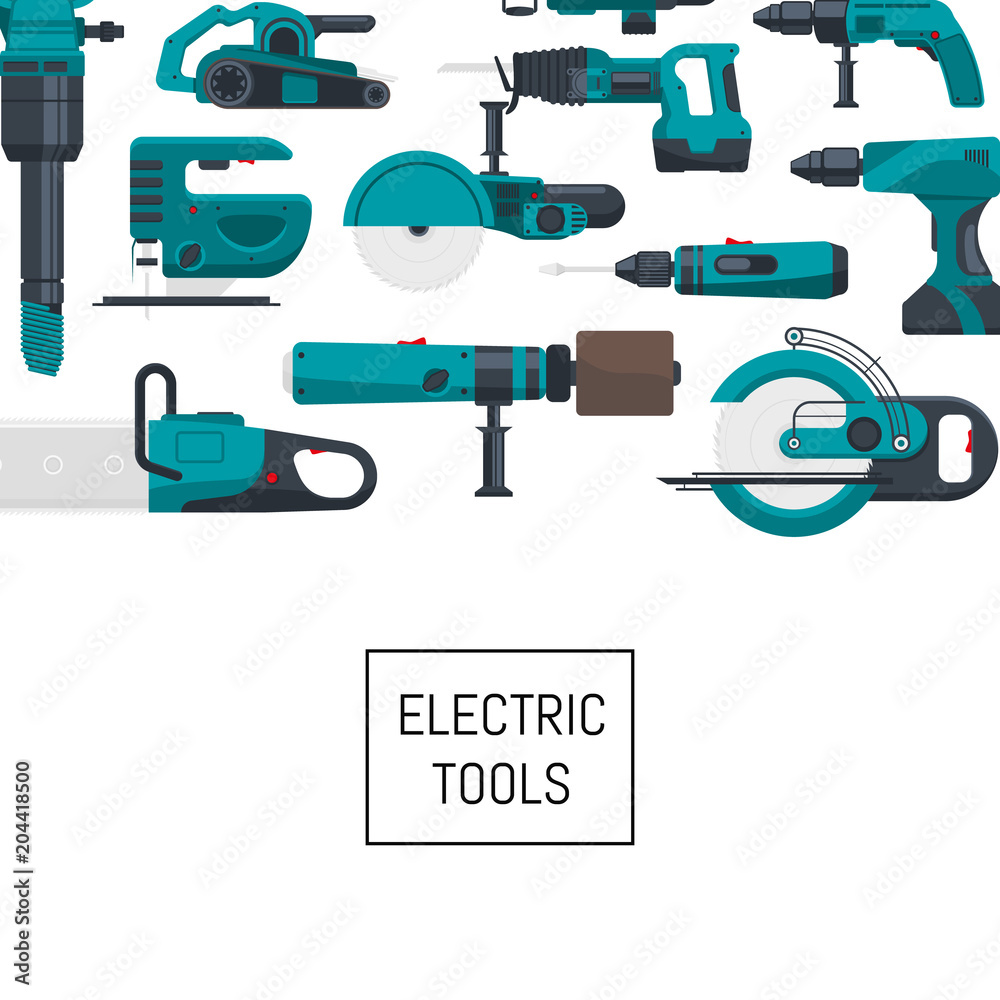 Vector background with electric construction tools