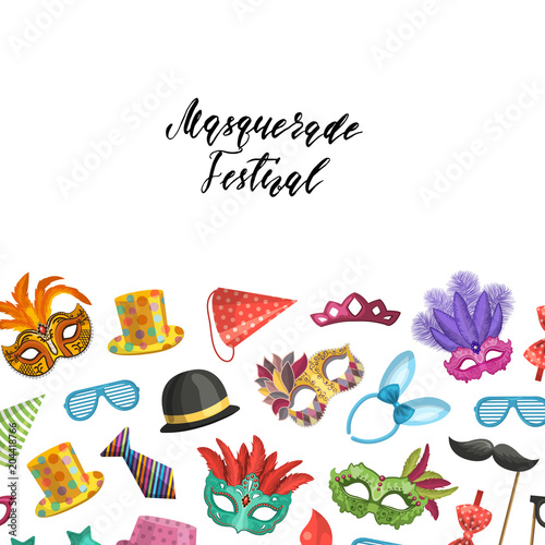 Vector background with masks and party accessories