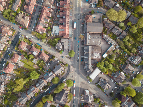Photography Residential houses drone above aerial view blue sky with park and greenery